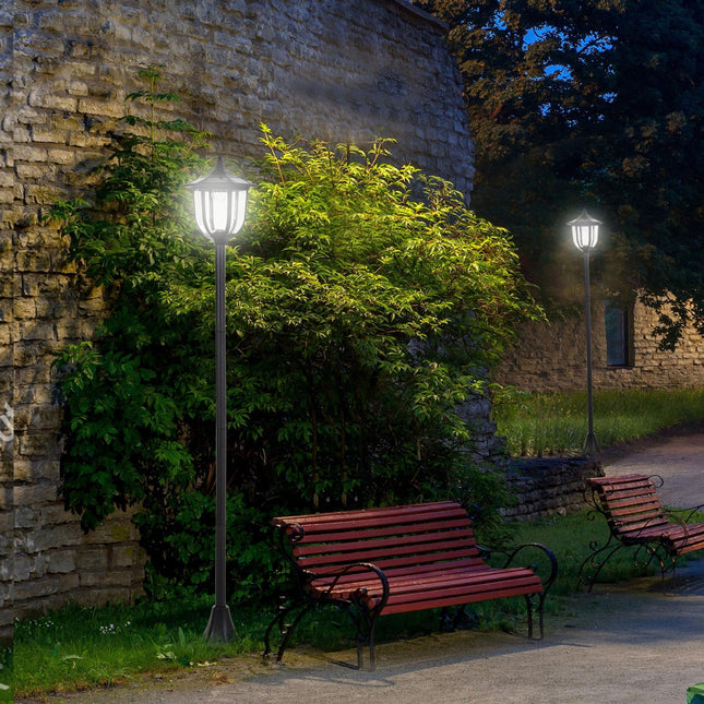1.77m Free-Standing Solar LED Garden Lamp Post with Sensor - Black