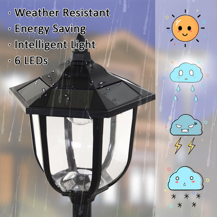 1.77m Free-Standing Solar LED Garden Lamp Post with Sensor - Black