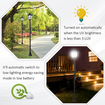 1.77m Free-Standing Solar LED Garden Lamp Post with Sensor - Black