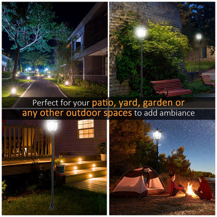 1.77m Free-Standing Solar LED Garden Lamp Post with Sensor - Black