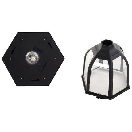 1.77m Free-Standing Solar LED Garden Lamp Post with Sensor - Black