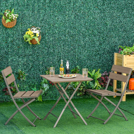 3 Piece Foldable Garden Bistro Set Patio Furniture Set with Table and 2 Chairs F