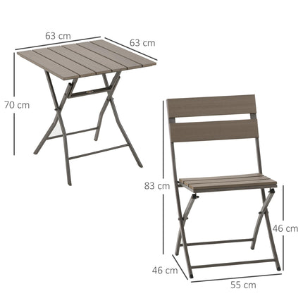 3 Piece Foldable Garden Bistro Set Patio Furniture Set with Table and 2 Chairs F