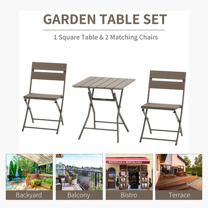 3 Piece Foldable Garden Bistro Set Patio Furniture Set with Table and 2 Chairs F
