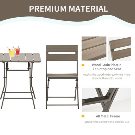 3 Piece Foldable Garden Bistro Set Patio Furniture Set with Table and 2 Chairs F