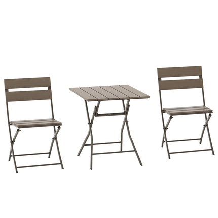 3 Piece Foldable Garden Bistro Set Patio Furniture Set with Table and 2 Chairs F