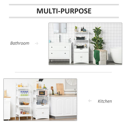 Free Standing Bathroom Floor Cabinet with Drawer and Shelves for Storage - White