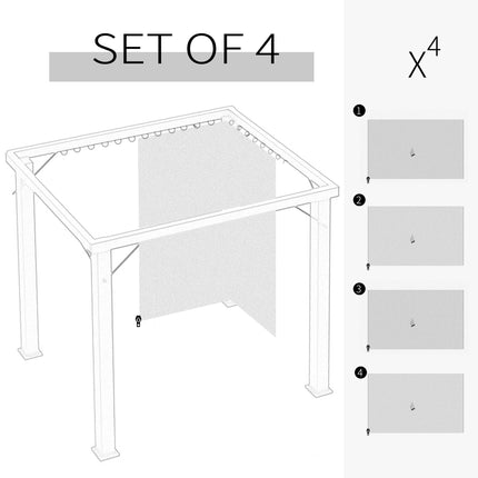 4 Pack Universal 3x3m Gazebo Replacement Sidewalls Privacy Panels - Beige