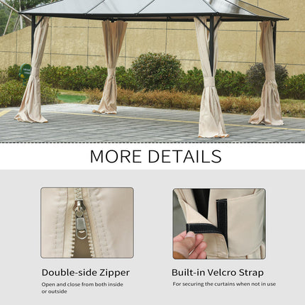 4 Pack Universal 3x3m Gazebo Replacement Sidewalls Privacy Panels - Beige