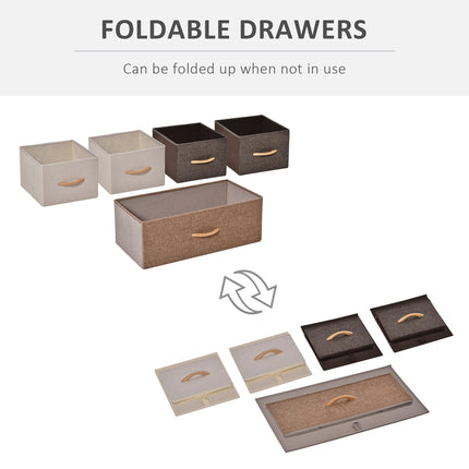 5-Drawer Linen Fabric Dresser Tower with Steel Frame and Wooden Top - Multicoloured