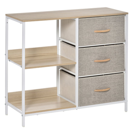 Chest of Drawers Dresser Cabinet with 3 Fabric Drawers & 2 Shelves for Living Room Bedroom Hallway - Beige