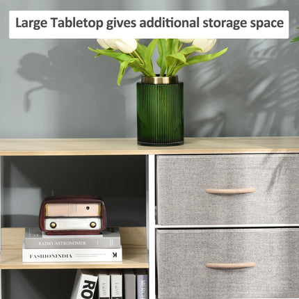 Chest of Drawers Dresser Cabinet with 3 Fabric Drawers & 2 Shelves for Living Room Bedroom Hallway - Beige
