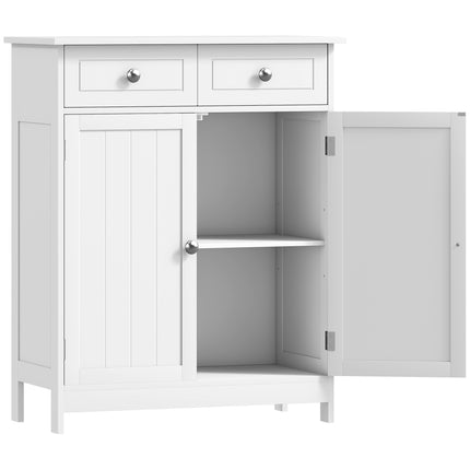 Traditional Free-Standing Bathroom Storage Cabinet with Adjustable Shelf - White