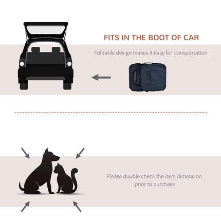 Folding Dog and Cat Carrier Bag with Cushion 60x41.5x41 cm - Dark Blue