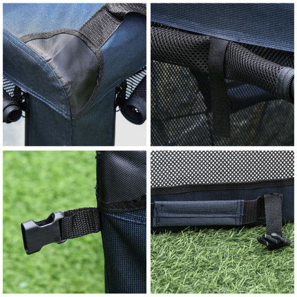 Folding Dog and Cat Carrier Bag with Cushion 60x41.5x41 cm - Dark Blue