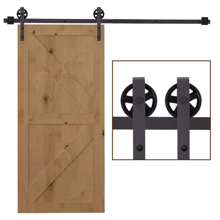 Modern Sliding Barn Door Hardware Track Kit for Single 6FT Wooden Door - Deep Coffee Matte