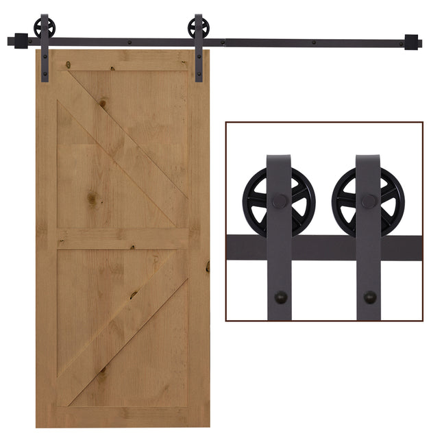Modern Sliding Barn Door Hardware Track Kit for Single 6FT Wooden Door - Deep Coffee Matte