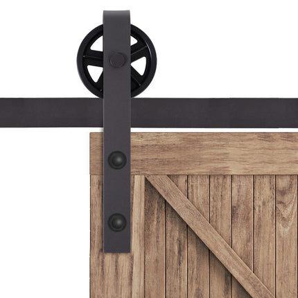 Modern Sliding Barn Door Hardware Track Kit for Single 6FT Wooden Door - Deep Coffee Matte