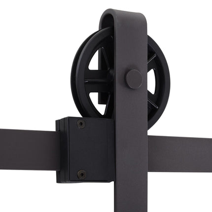 Modern Sliding Barn Door Hardware Track Kit for Single 6FT Wooden Door - Deep Coffee Matte