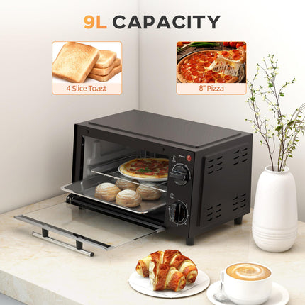 Mini Oven, 9L Countertop Electric Grill Toaster Oven with Adjustable Temperatur