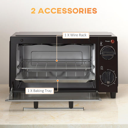 Mini Oven, 9L Countertop Electric Grill Toaster Oven with Adjustable Temperatur