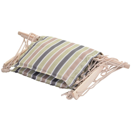 Garden Outdoor Hanging Hammock Chair with Thick Rope Frame and Wooden Arms Wide Seat - Multicoloured Stripes