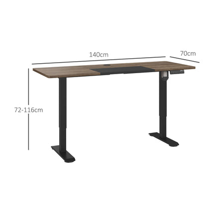 Electric Height Adjustable Standing Desk 140x70cm with 4 Memory Presets - Teak Black