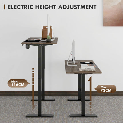 Electric Height Adjustable Standing Desk 140x70cm with 4 Memory Presets - Teak Black