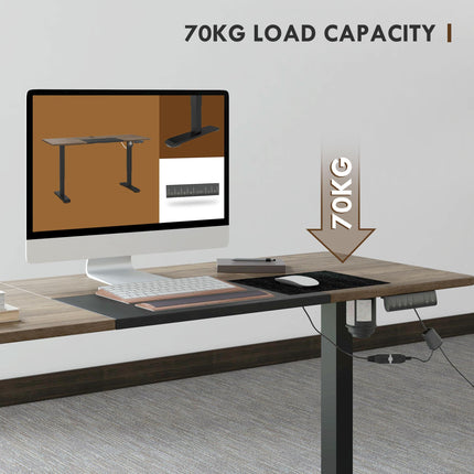 Electric Height Adjustable Standing Desk 140x70cm with 4 Memory Presets - Teak Black