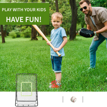 Rebounder Net Soccer Football Training Target with Ball Playback - Black