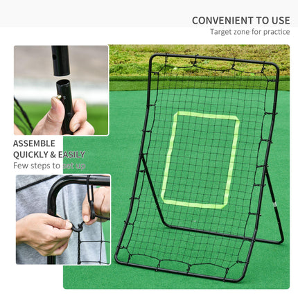 Rebounder Net Soccer Football Training Target with Ball Playback - Black