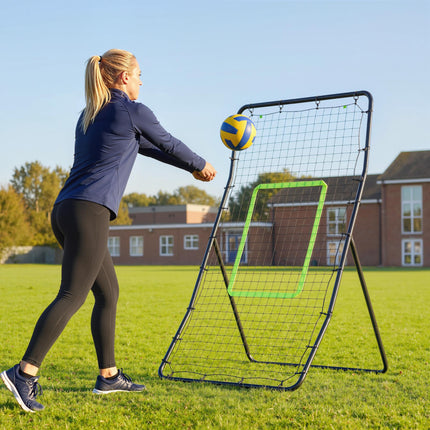 Rebounder Net Soccer Football Training Target with Ball Playback - Black