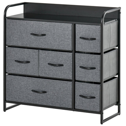 Chest of Drawers with 7 Foldable Drawers, 3-Tier Fabric Bedroom Dresser, Clothes Storage Unit for Bedroom, Living Room, Grey