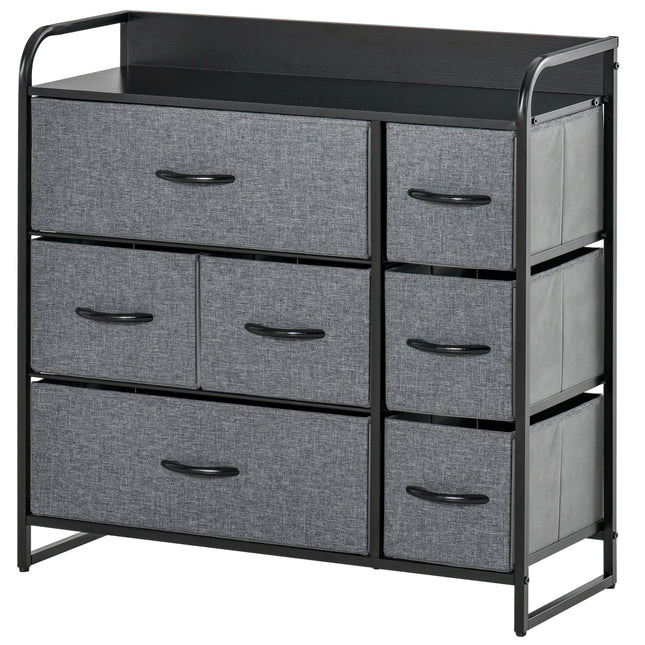 Chest of Drawers with 7 Foldable Drawers, 3-Tier Fabric Bedroom Dresser, Clothes Storage Unit for Bedroom, Living Room, Grey
