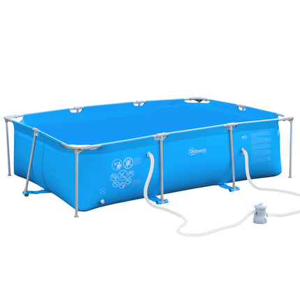 Outsunny Steel Frame Above Ground Pool 315x225x75cm with Filter Pump and Cartridge - Blue