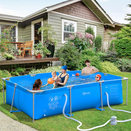 Outsunny Steel Frame Above Ground Pool 315x225x75cm with Filter Pump and Cartridge - Blue