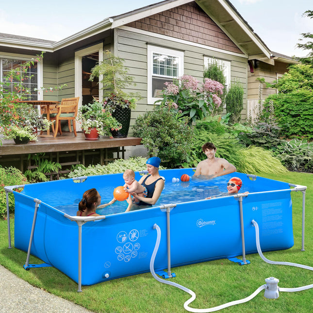 Outsunny Steel Frame Above Ground Pool 315x225x75cm with Filter Pump and Cartridge - Blue