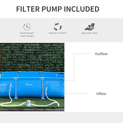 Outsunny Steel Frame Above Ground Pool 315x225x75cm with Filter Pump and Cartridge - Blue