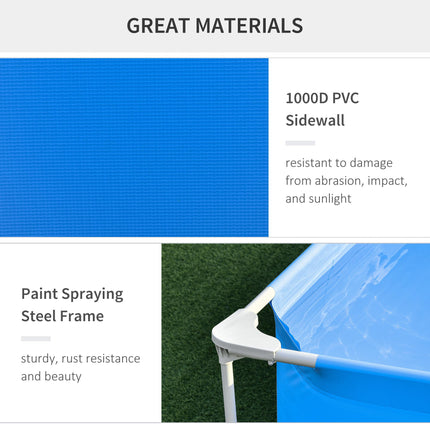 Outsunny Steel Frame Above Ground Pool 315x225x75cm with Filter Pump and Cartridge - Blue