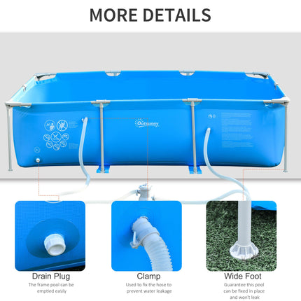 Outsunny Steel Frame Above Ground Pool 315x225x75cm with Filter Pump and Cartridge - Blue