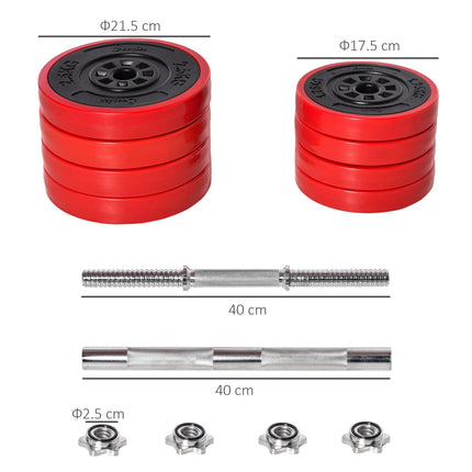 20KGS 2-In-1 Dumbbell & Barbell Adjustable Set Strength Muscle Exercise Fitness