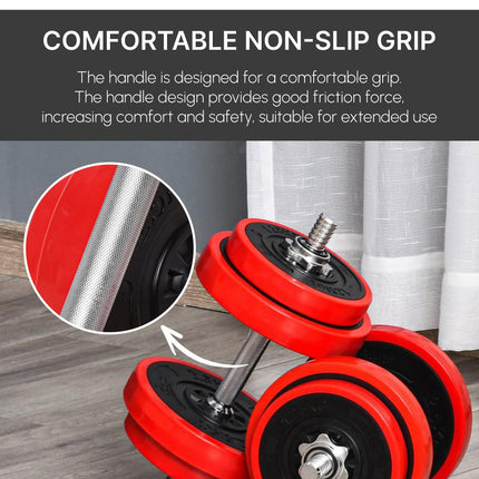 20KGS 2-In-1 Dumbbell & Barbell Adjustable Set Strength Muscle Exercise Fitness
