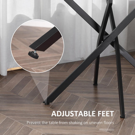 Round Side Table with Clear Tempered Glass Top and Metal Legs 80x75cm - Black