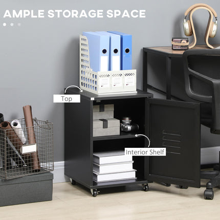 Rolling Metal Filing Cabinet, Industrial Mobile Storage Cabinet with Adjustable