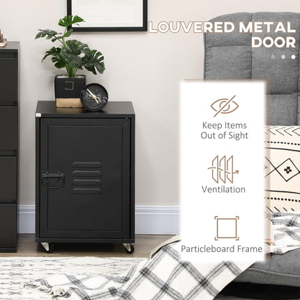 Rolling Metal Filing Cabinet, Industrial Mobile Storage Cabinet with Adjustable