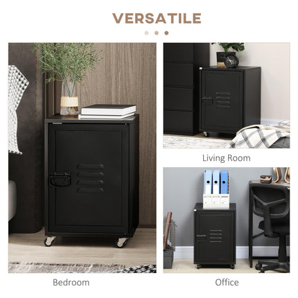 Rolling Metal Filing Cabinet, Industrial Mobile Storage Cabinet with Adjustable