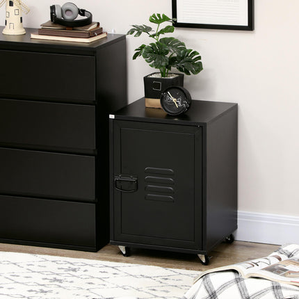 Rolling Metal Filing Cabinet, Industrial Mobile Storage Cabinet with Adjustable