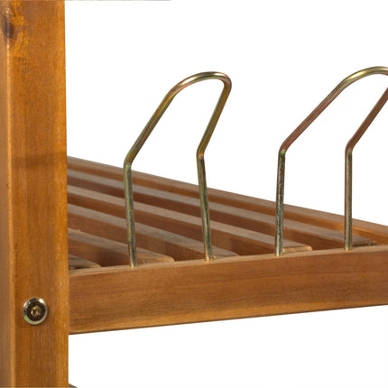 5-Tier Shoe Rack, Acacia Wooden Shoe Storage Organiser with Hangers, Holds up to