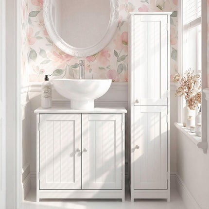 Under Sink Storage Cabinet with Adjustable Shelves 60x60x30cm - White