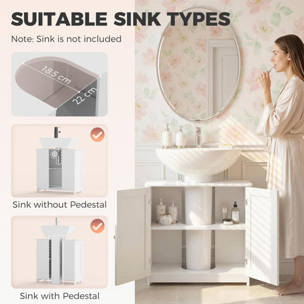Under Sink Storage Cabinet with Adjustable Shelves 60x60x30cm - White